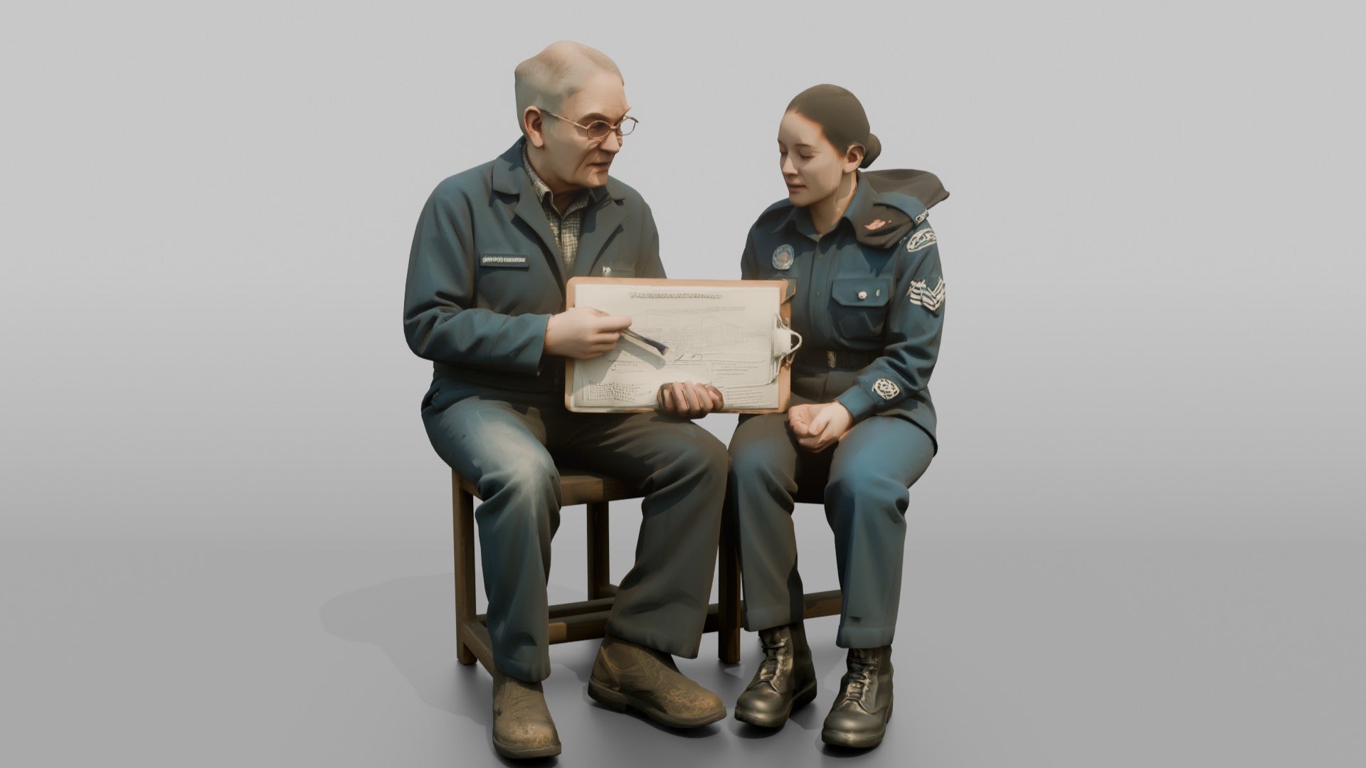 Engineer Explaining a Schematic to a Cadet