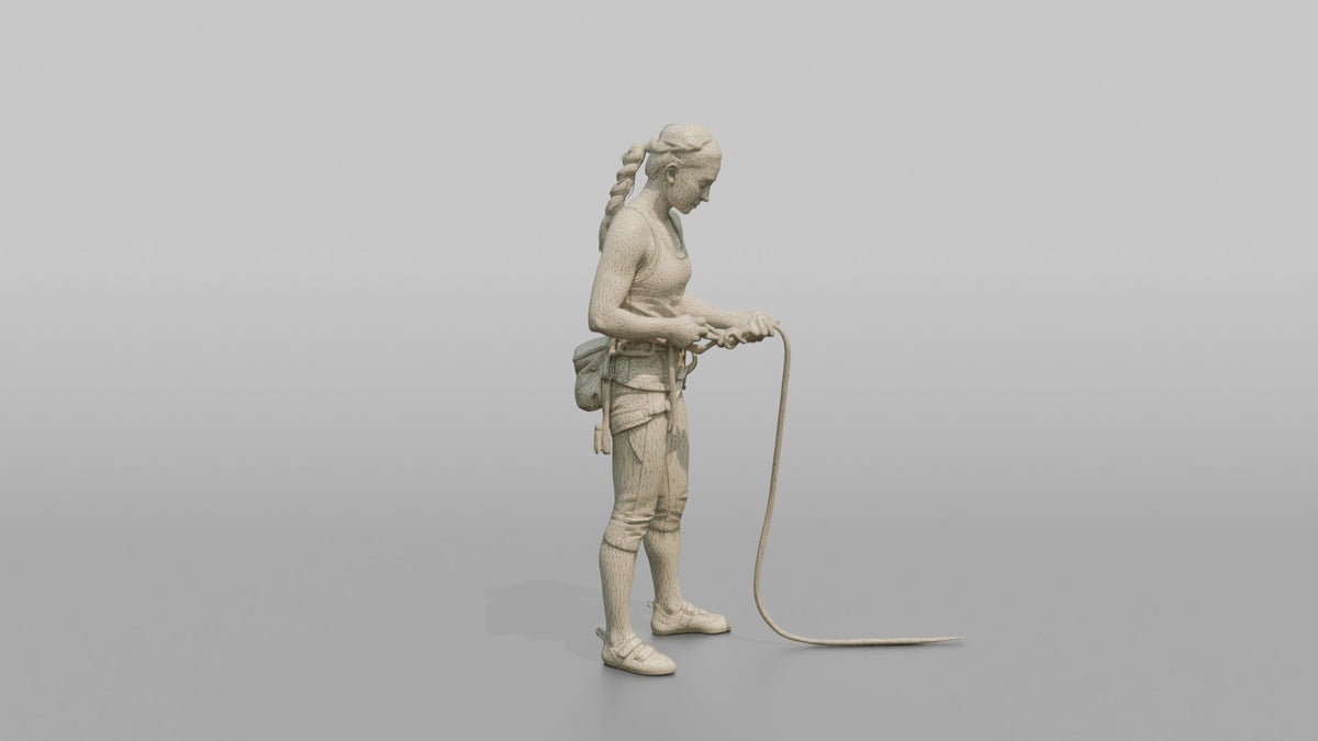 Climber Tying a Figure-Eight Knot - wireframe topology preview