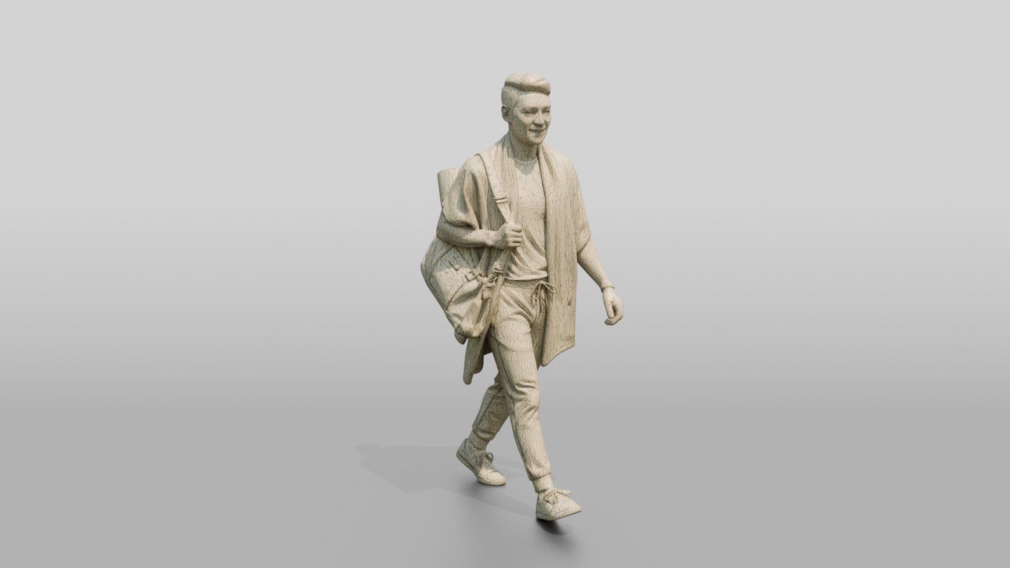 Walking Man in Linen Wrap