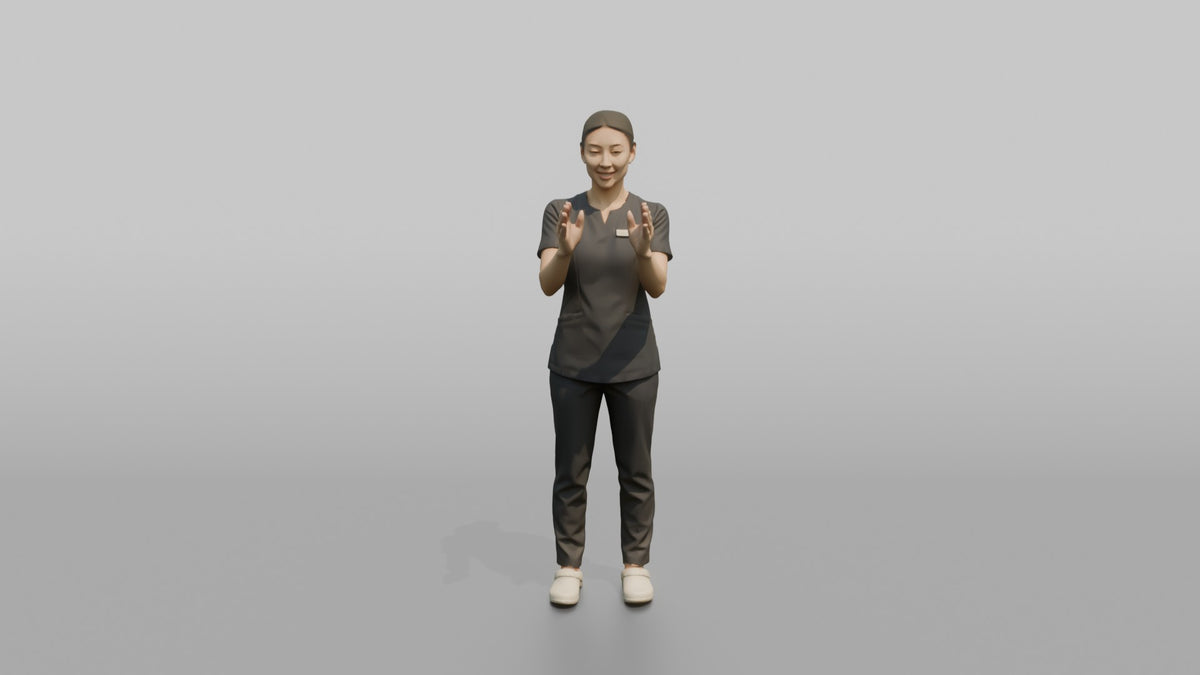 Esthetician Man Applying A Face Mask Motion With Both Hands - 3D character model, view 5
