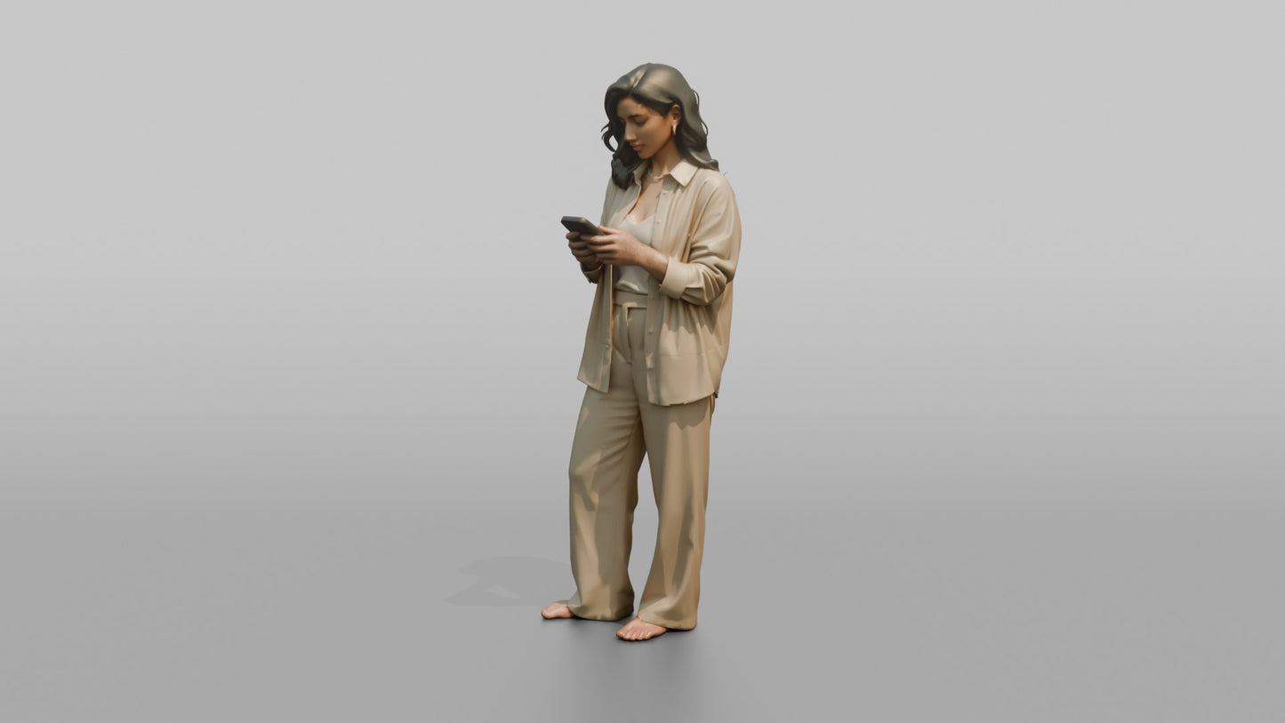 Vacationer Wearing Chic Beige Linen Set