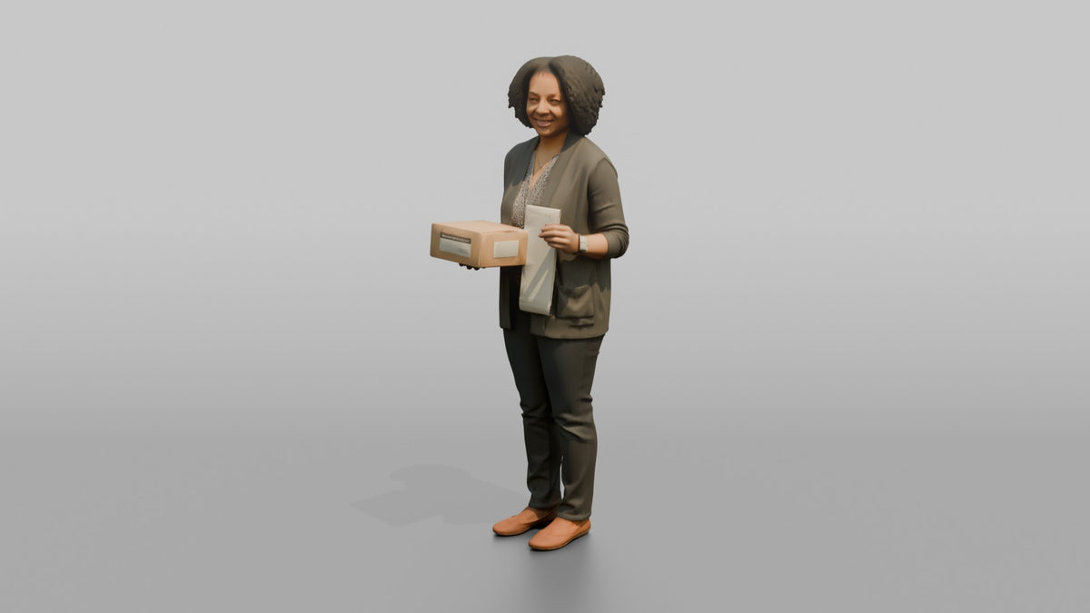 Woman Customer Holding A Return Item And A Printed Receipt - 3D character model, view 4