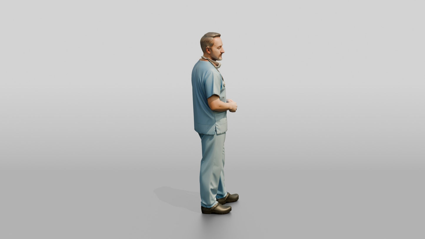 Middle-Aged White Man Doctor Leaning