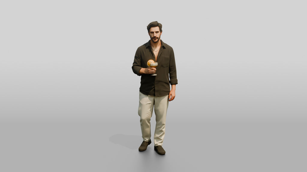 Man Relaxing with a Cocktail