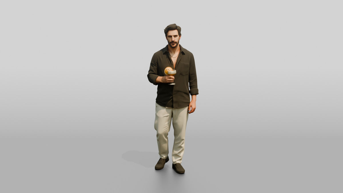 Man Relaxing with a Cocktail - 3D character model, view 5