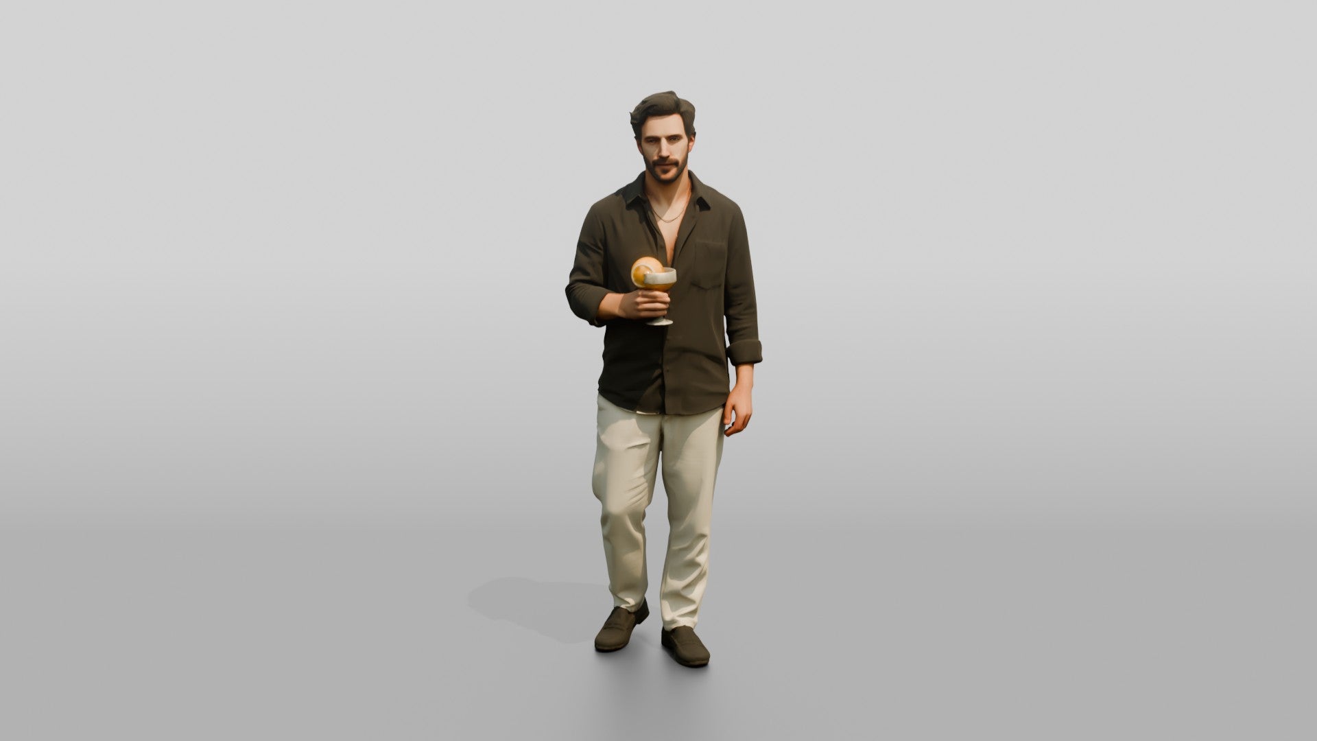 Man Relaxing with a Cocktail