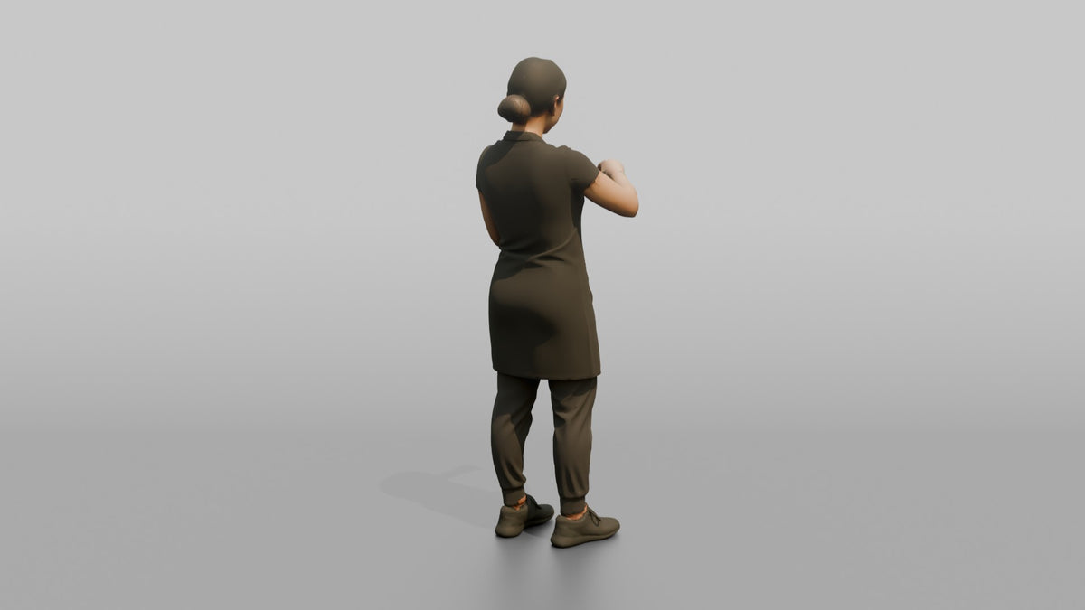 Nail Technician Man Gesturing With Hands As If Filing Nails - 3D character model, view 3