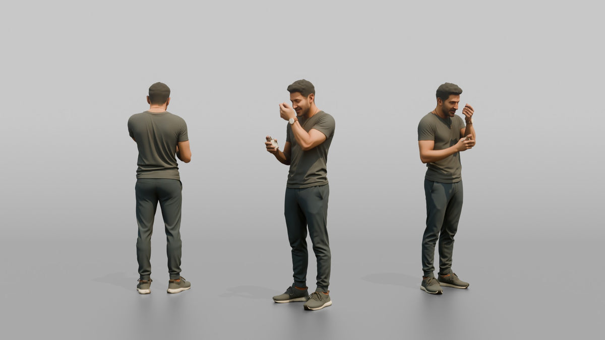 Man Customer Testing A Cologne Sample On His Wrist - 3D character model, view 1
