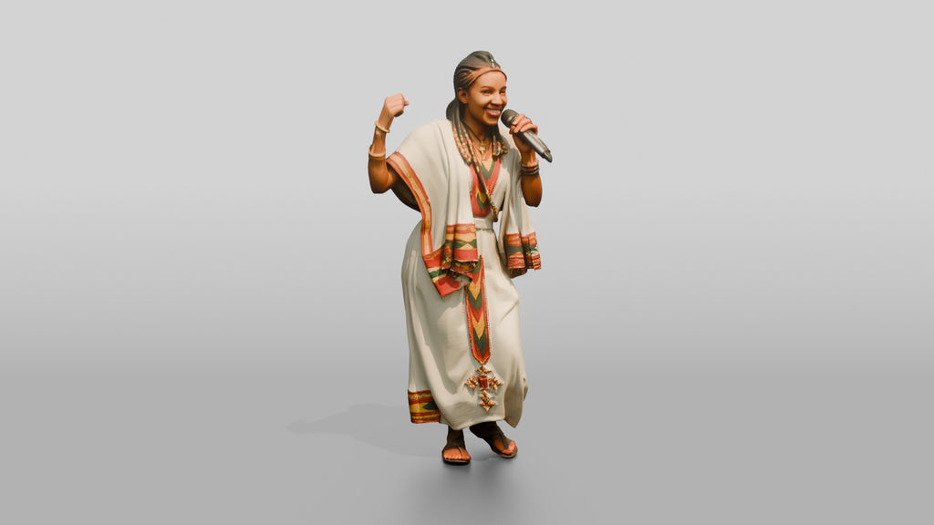 Traditional Singer Performing Shoulder-Shimmy Dance
