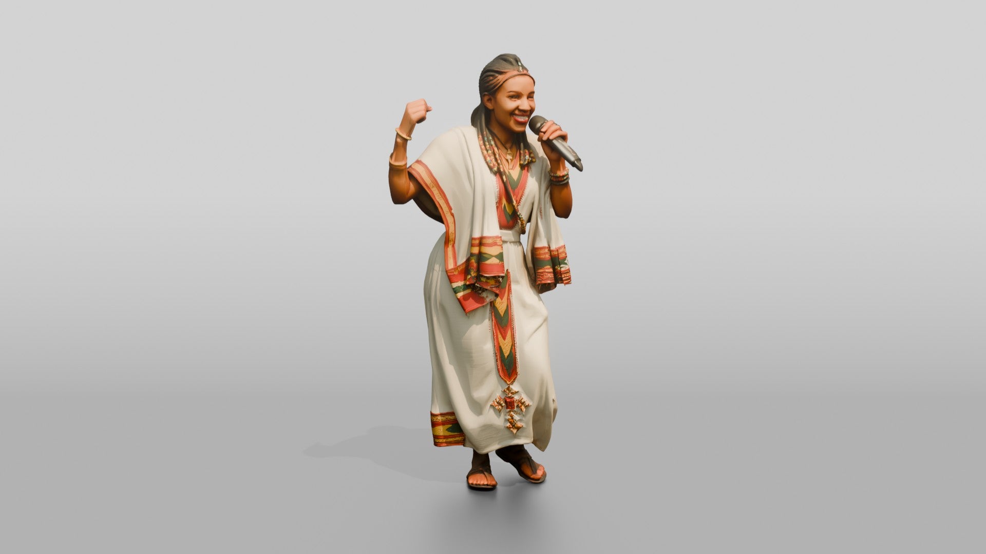 Traditional Singer Performing Shoulder-Shimmy Dance