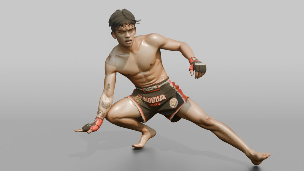 MMA Fighter Low Sweeping Evasive Maneuver