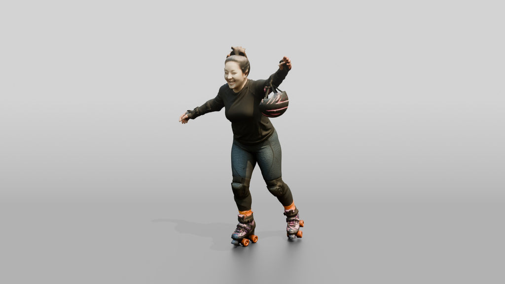 Chinese Woman Rollerskating