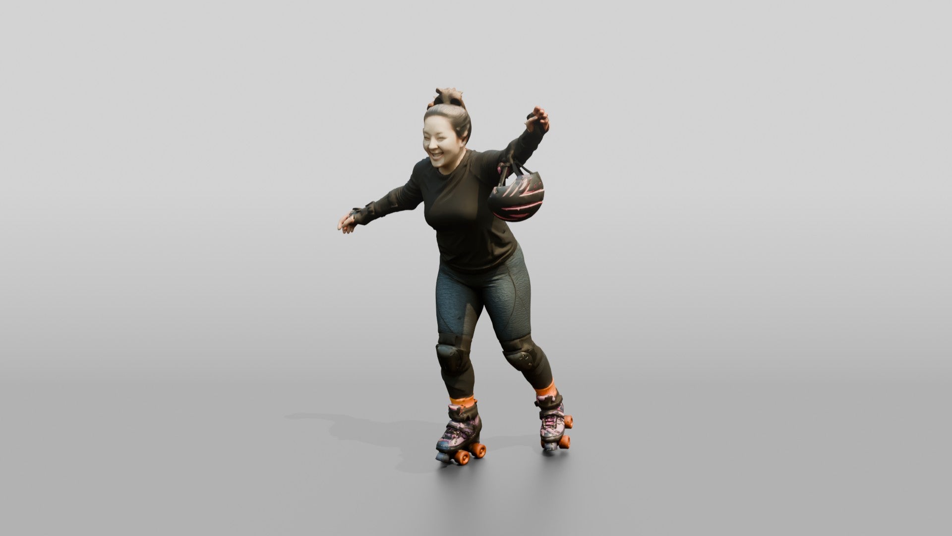 Chinese Woman Rollerskating