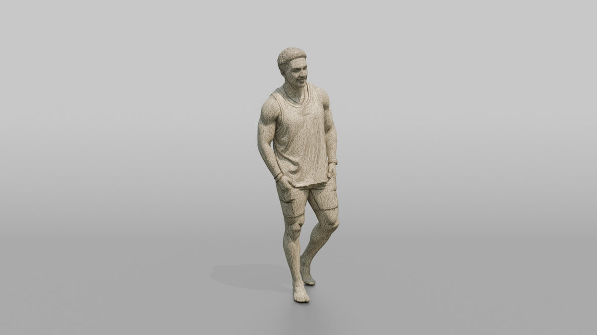 Fitness Influencer Man Standing With A Slight Lean, Hands In Pockets - wireframe topology preview