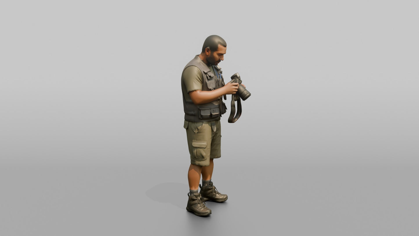 Vacationer Wearing Tactical Travel Vest And Shorts
