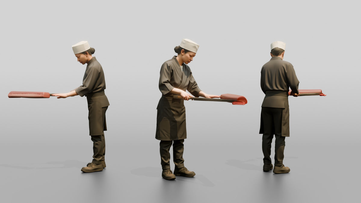 Chef Slicing Bluefin Tuna - 3D character model