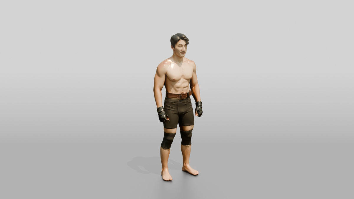 Man Standing in Gym Pose - 3D character model, view 1