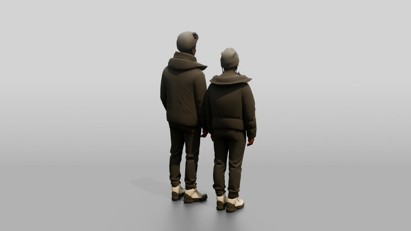 Multicultural Couple in Winter Streetwear