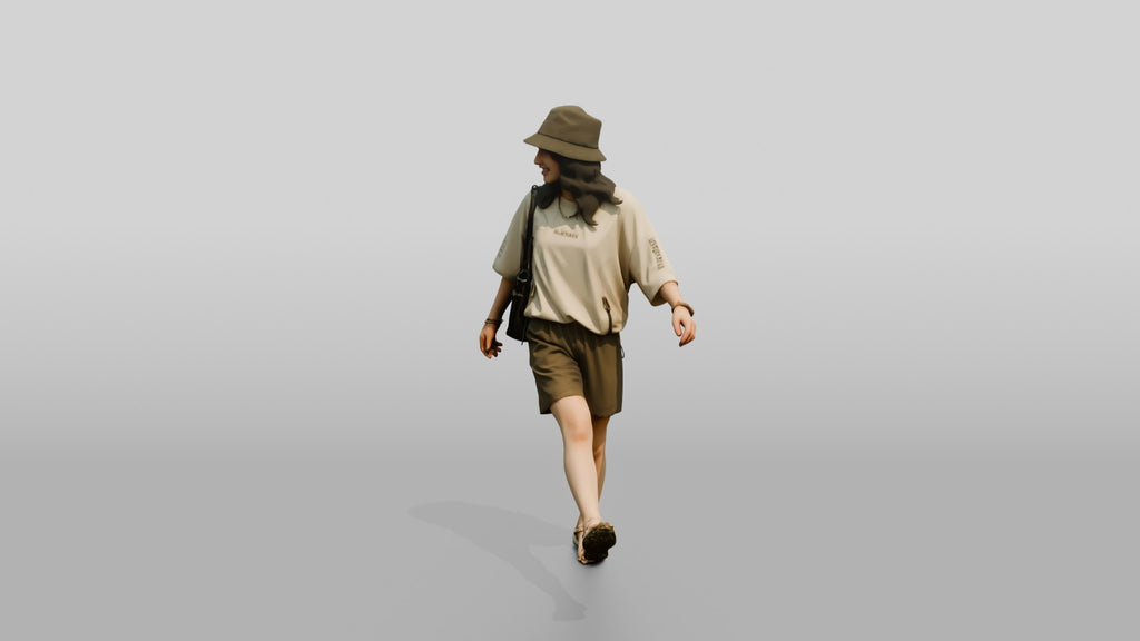 Woman Kicking Up Wet Sand Walking