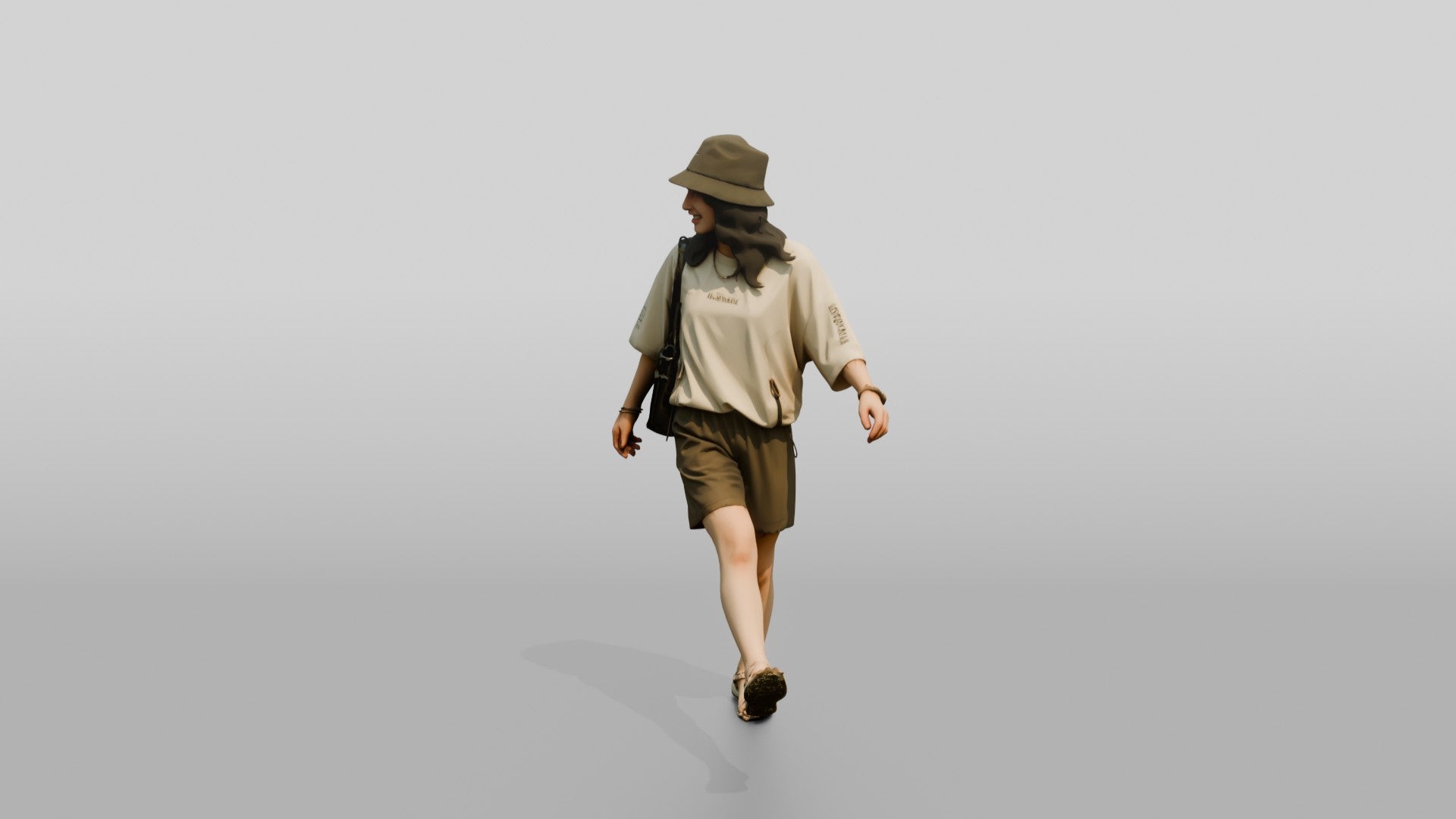 Woman Kicking Up Wet Sand Walking