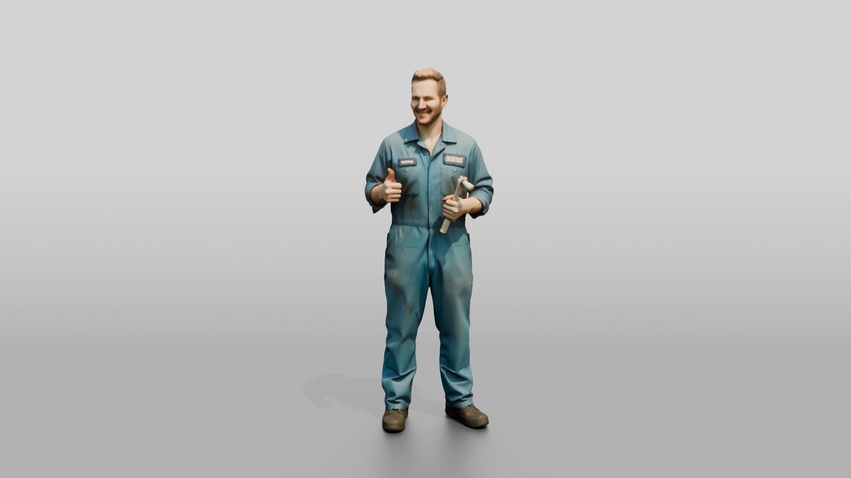 Mechanic Giving a Thumbs-Up - 3D character model, view 5