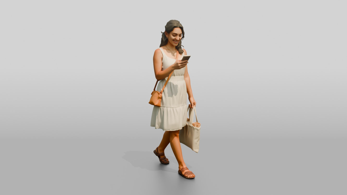 Slender Spanish Woman Looking at Her Phone