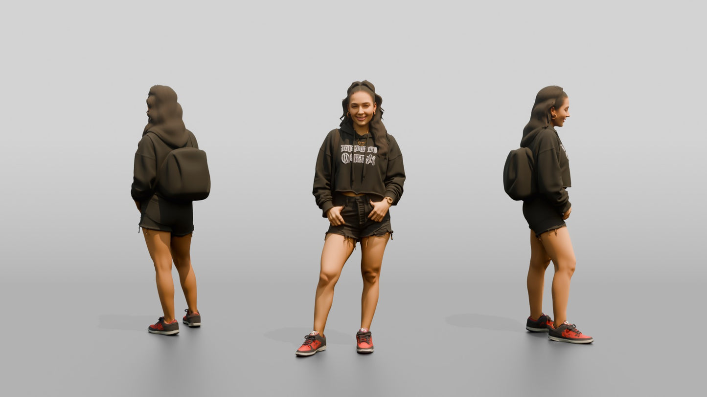 Latina Woman in Cropped Urban Hoodie