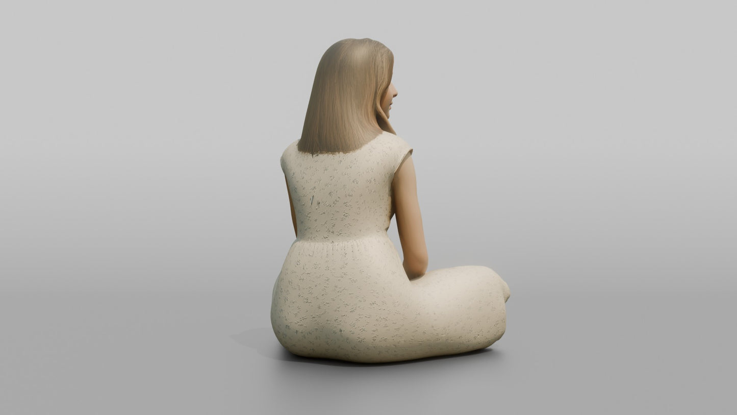 British Teenage Girl Sitting in a Summer Dress