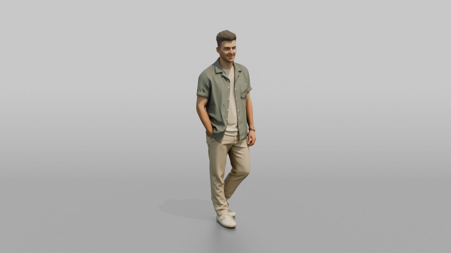 Man Posing in a Casual Linen Shirt
