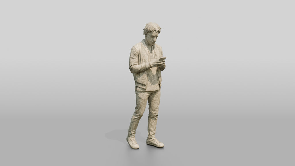 Stylish African Man Texting in a Leather Bomber Jacket