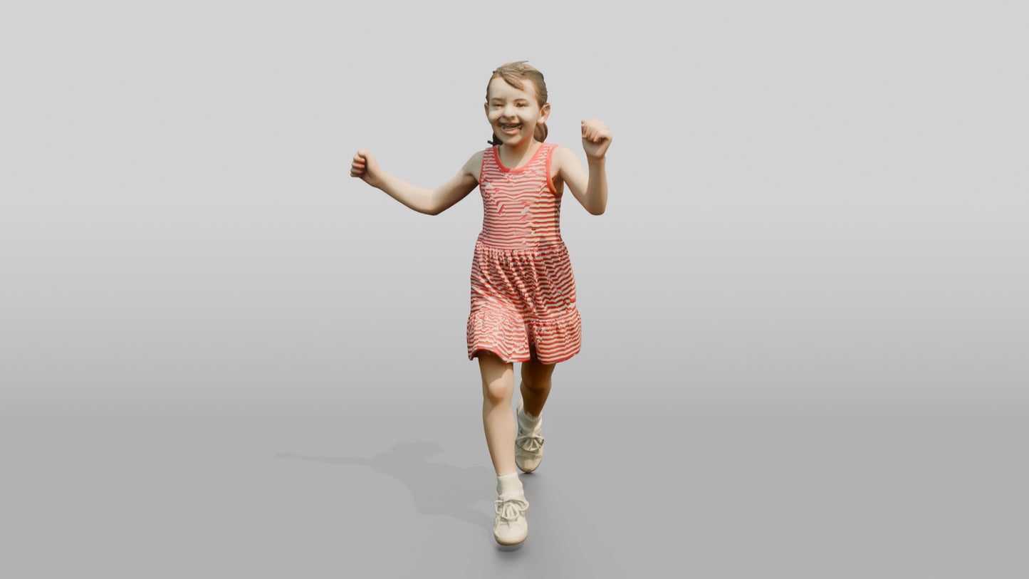 Slender Maltese Girl Skipping Along a Path