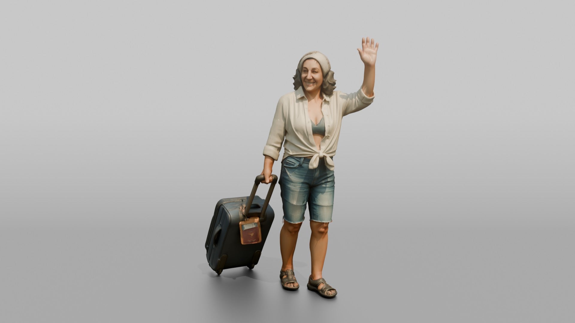 Traveler Waving Goodbye At The Gate