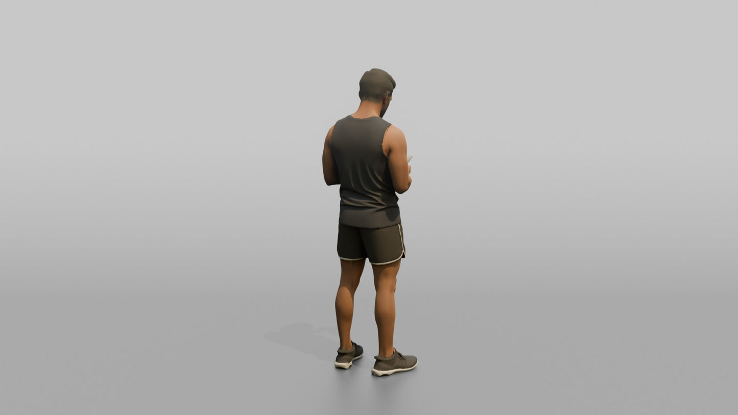 Vacationer Wearing Fitted Sleeveless Top And Shorts