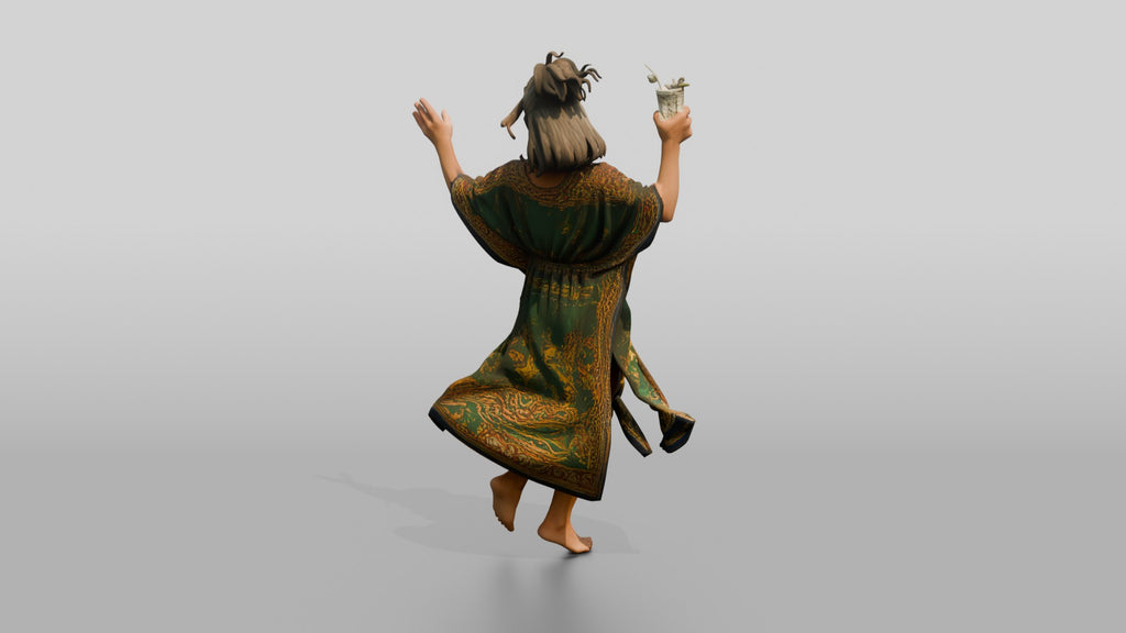 Boho Woman in a Colorful Kaftan