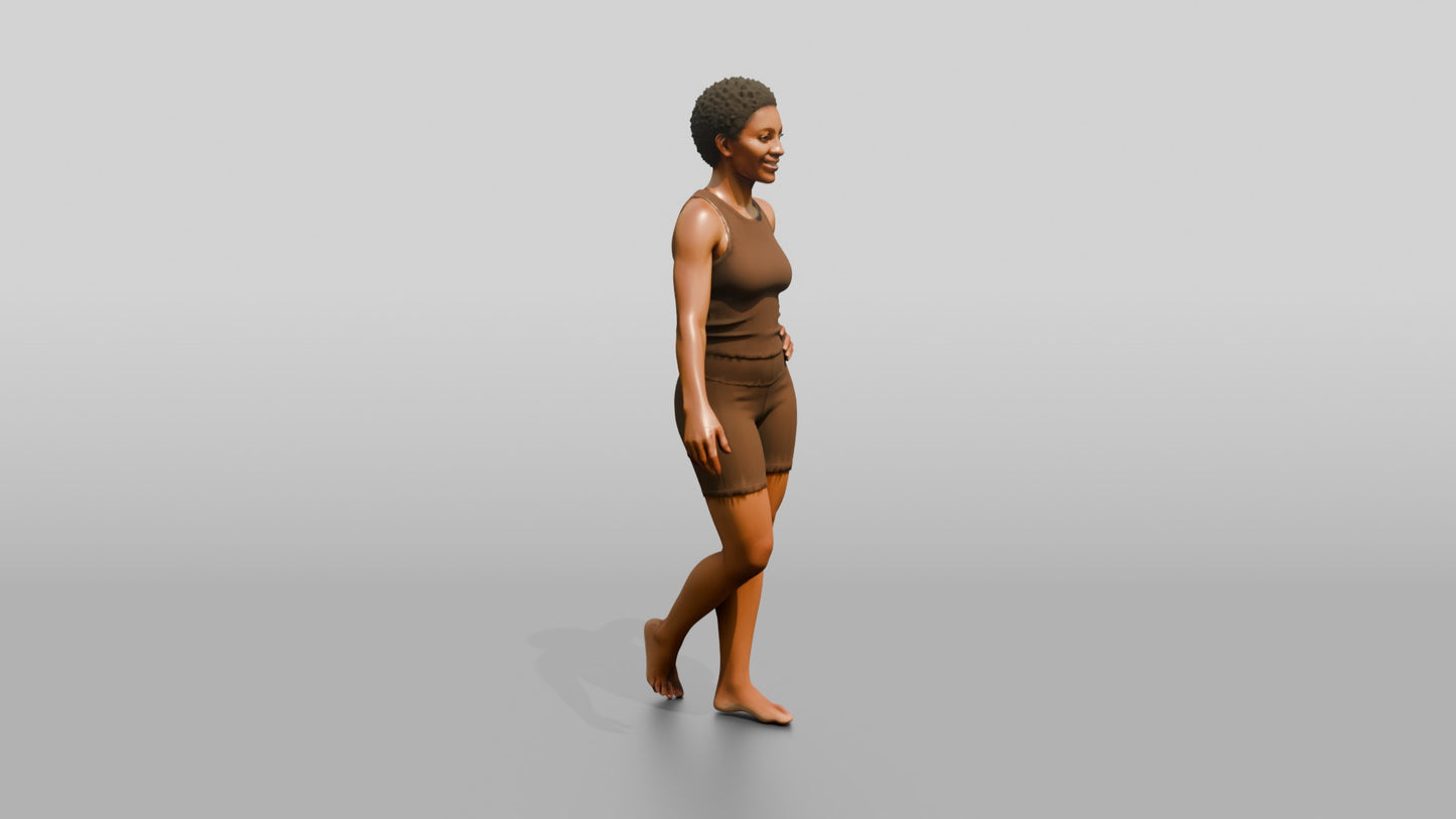 Black Woman in Brown Activewear with Hand on Hip