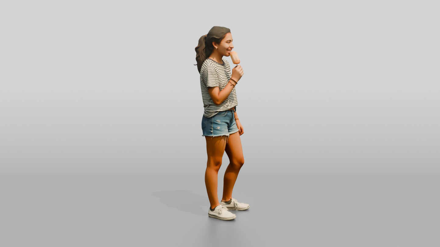 Tall Spanish Teenage Girl Eating an Ice Pop