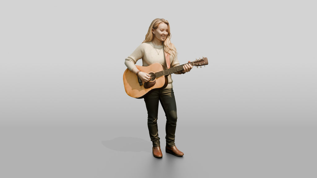 Folk Singer Strumming Acoustic Guitar