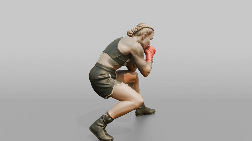 Boxer Low Ducking Weave Defensive Stance