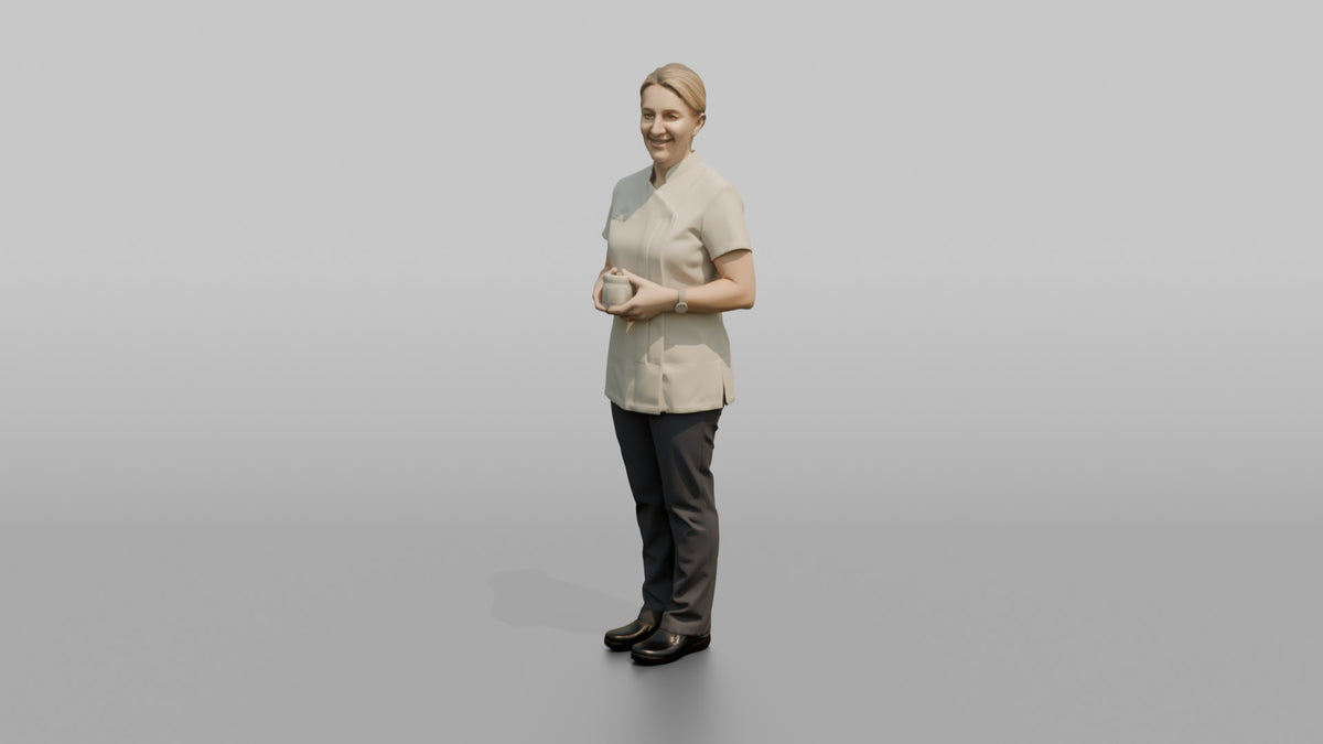 Esthetician Man Holding A Jar Of Face Cream - 3D character model, view 4