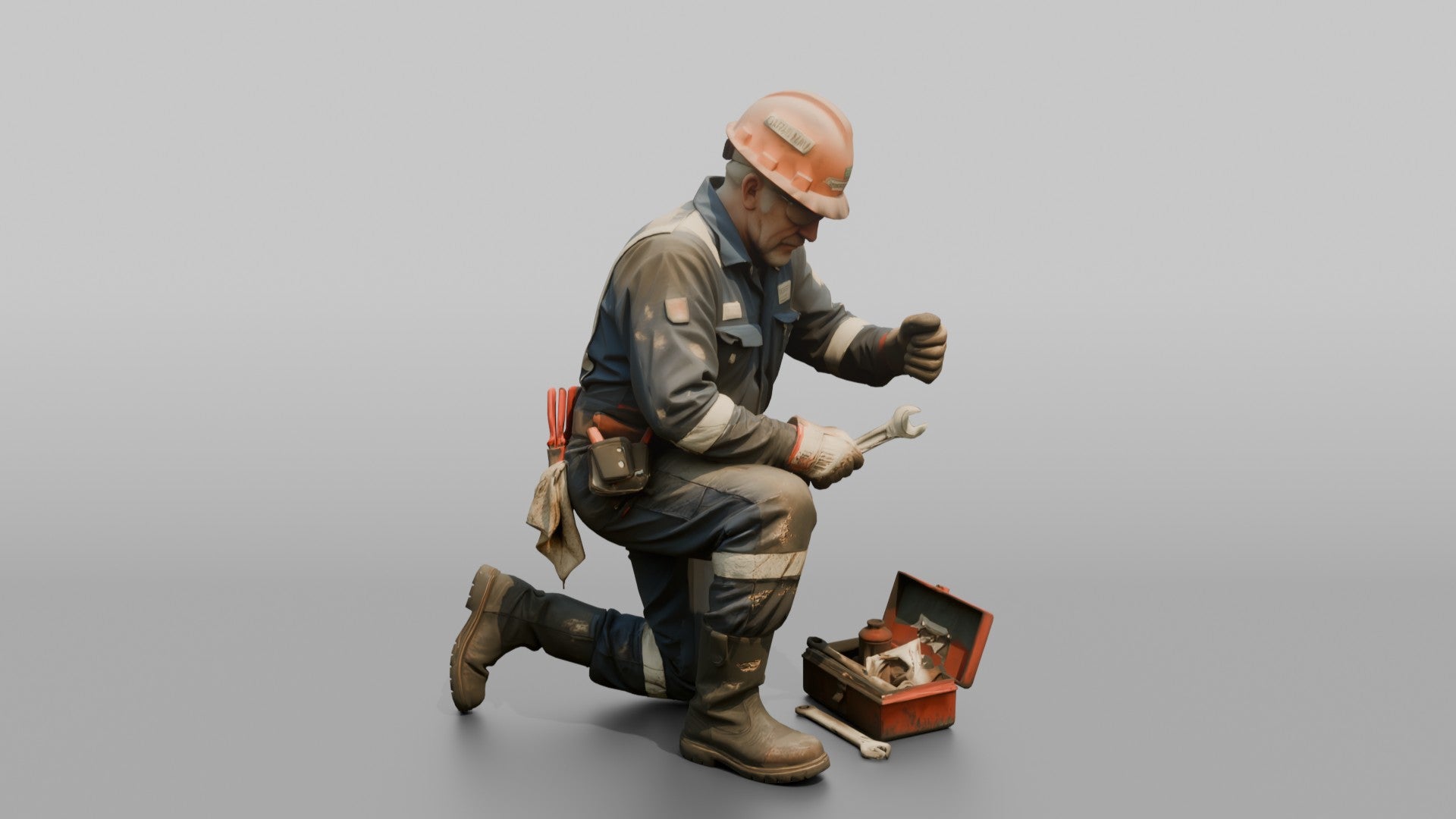 Pumpman Repairing a Cargo Pump on Deck