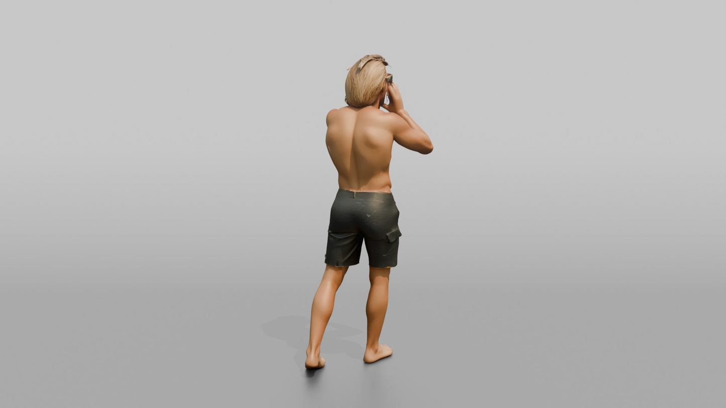 Surfer Calling Out with Cupped Hands
