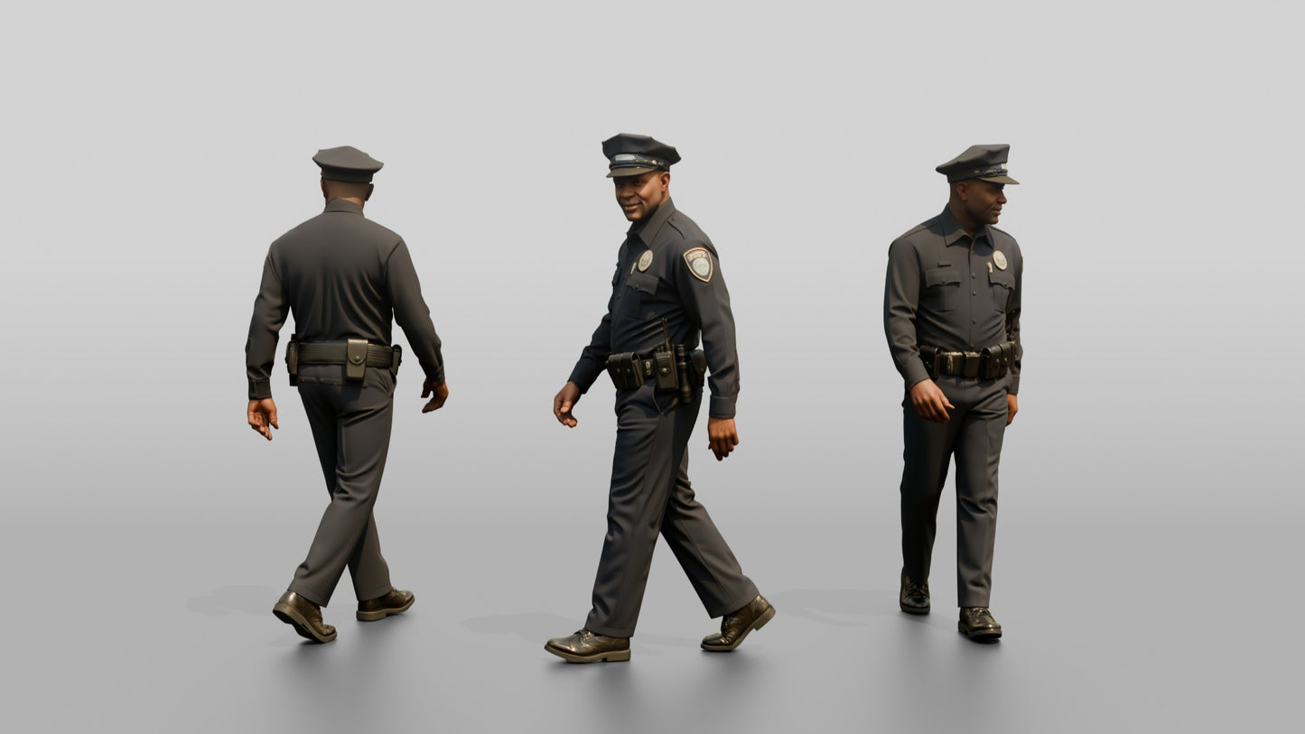 Police Officer Looking Over His Shoulder
