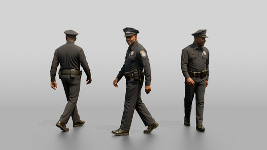 Police Officer Looking Over His Shoulder