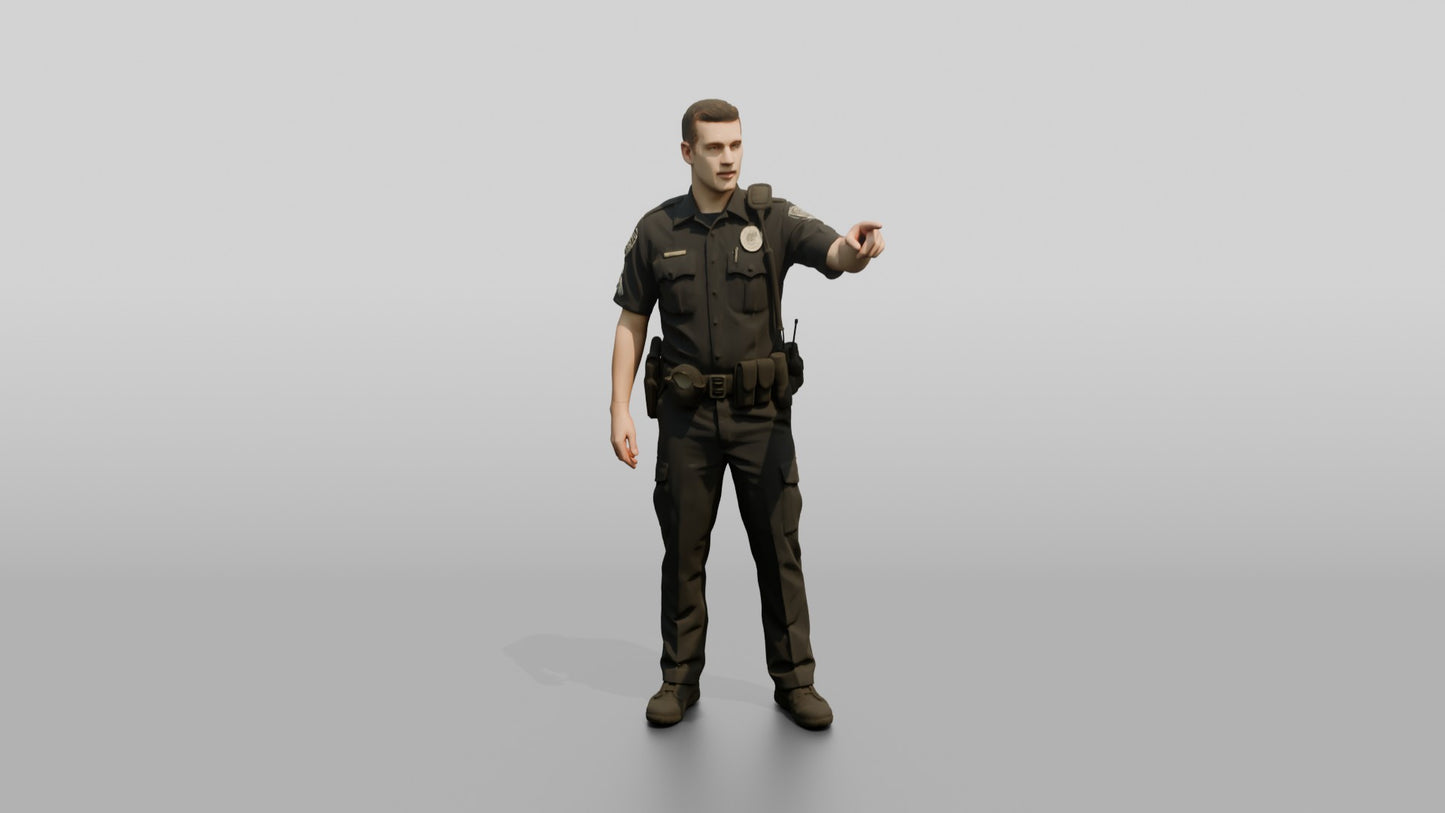 Police Officer Gesturing into the Distance