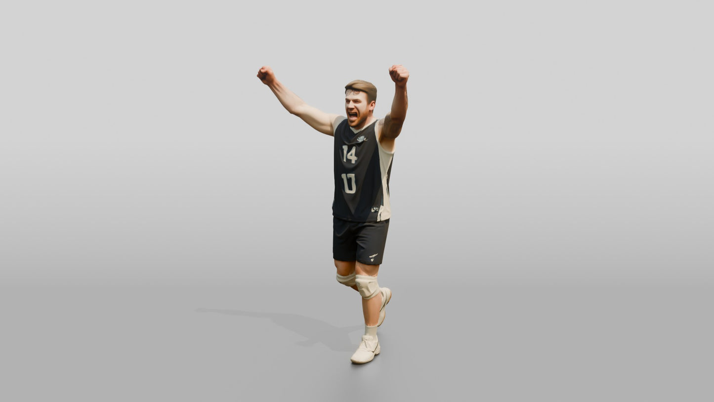 Caucasian Male Volleyball Player in Navy Blue Jersey