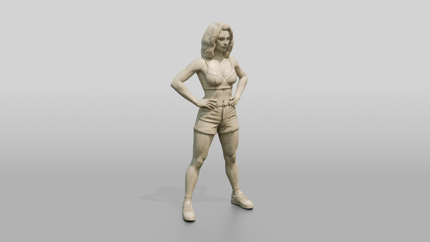Tattooed Woman in Athletic Power Stance