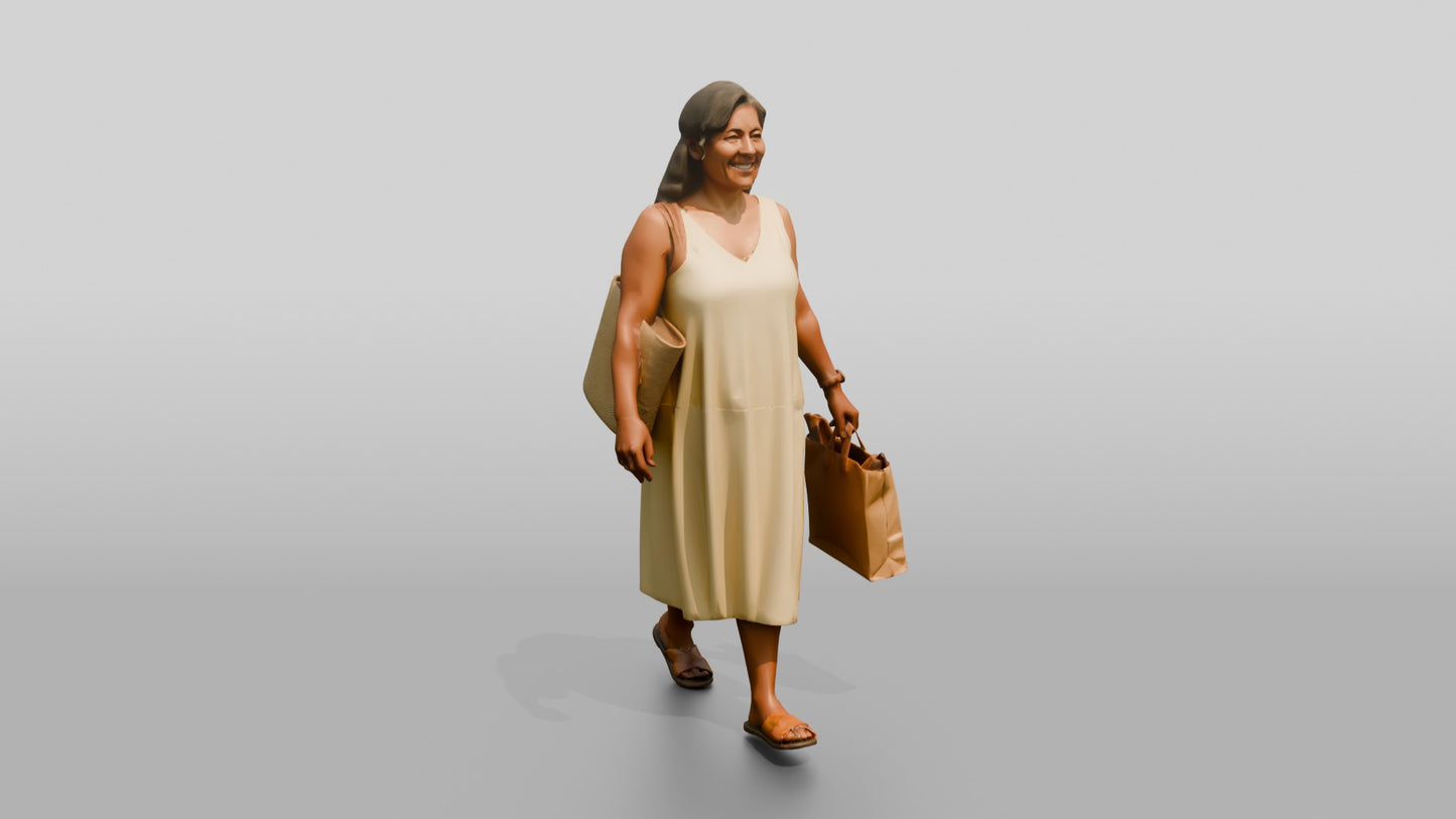 Curvy Middle-Aged Italian Woman Holding a Paper Shopping Bag