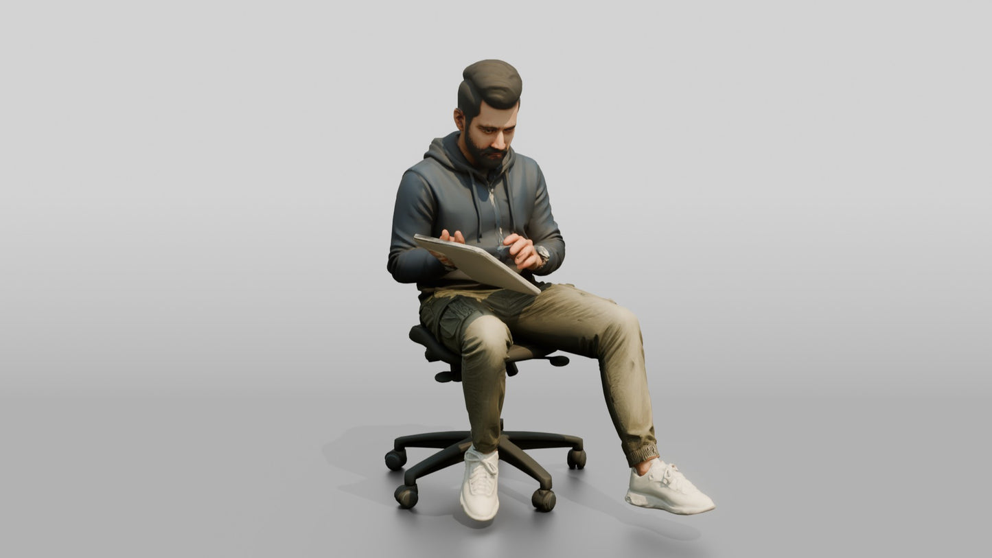 Man Working at a Desk with Monitors