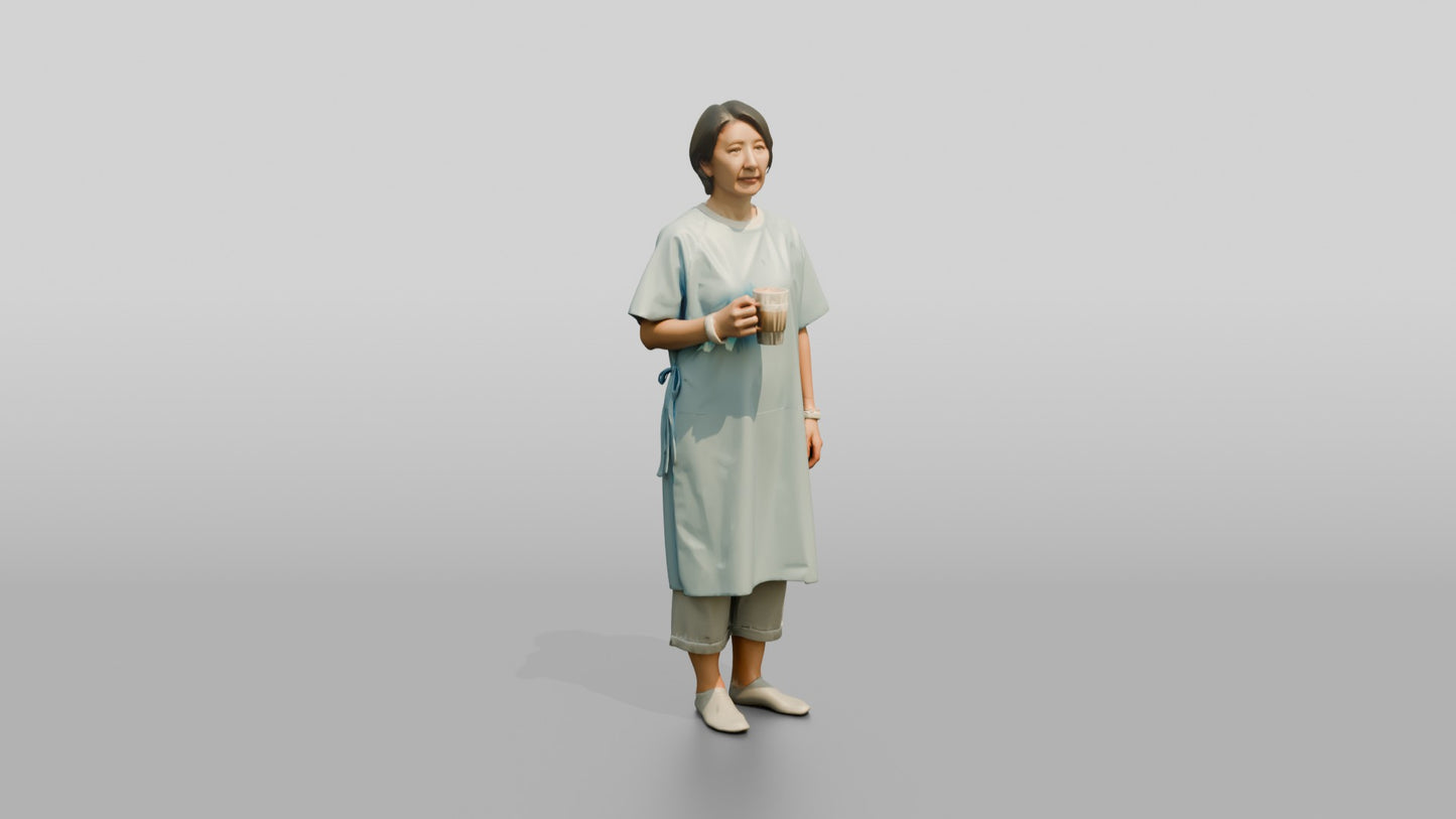 Elderly Woman Patient Holding a Coffee Cup
