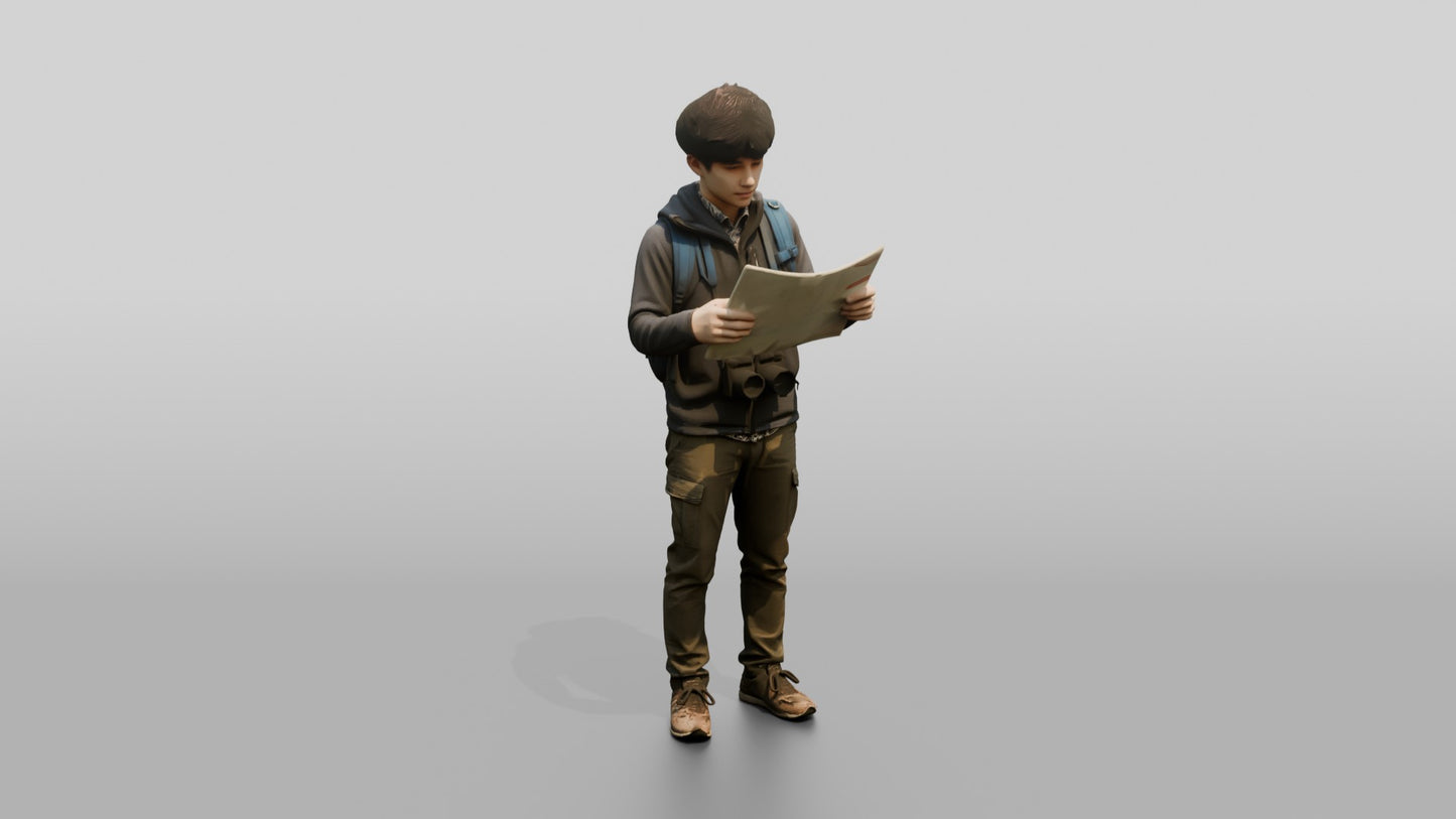 Man Looking at Temple Map